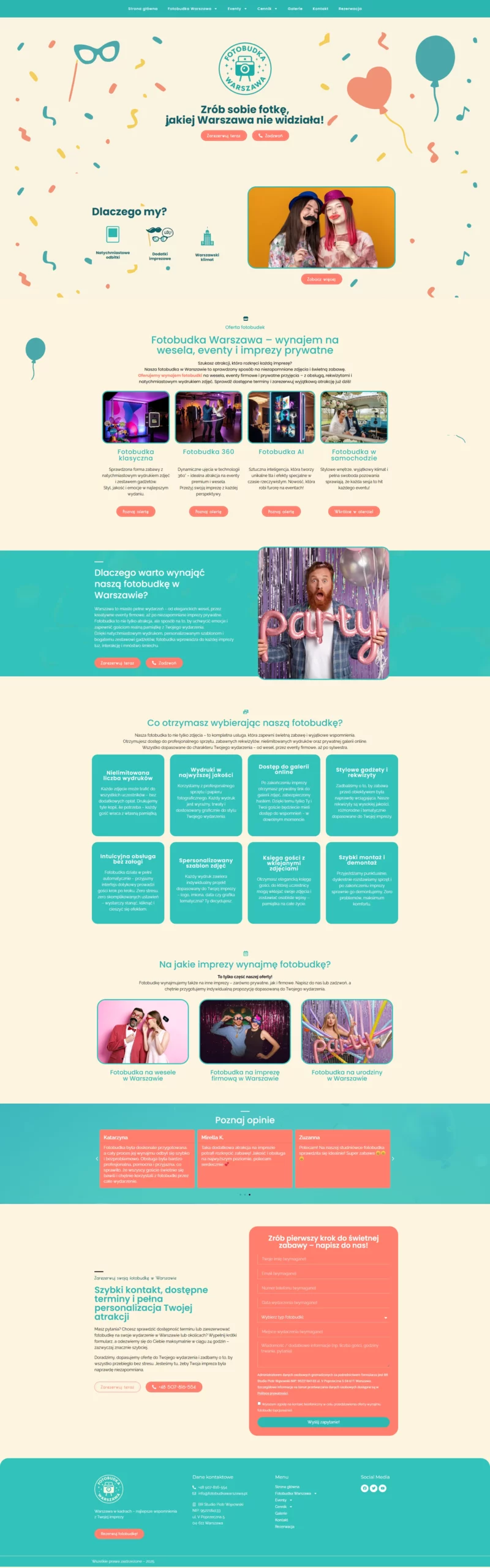 projekt strony internetowej dla wynajmu fotobudki