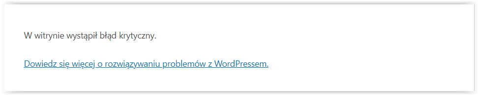 błąd krytyczny po aktualizacji wtyczki wordpress - co zrobić?