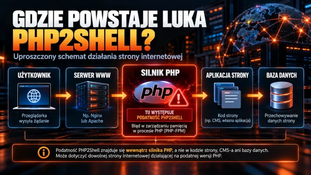 Gdzie znajduje się luka PHP2Shell i w jaki sposób zagraża stronom internetowym?
